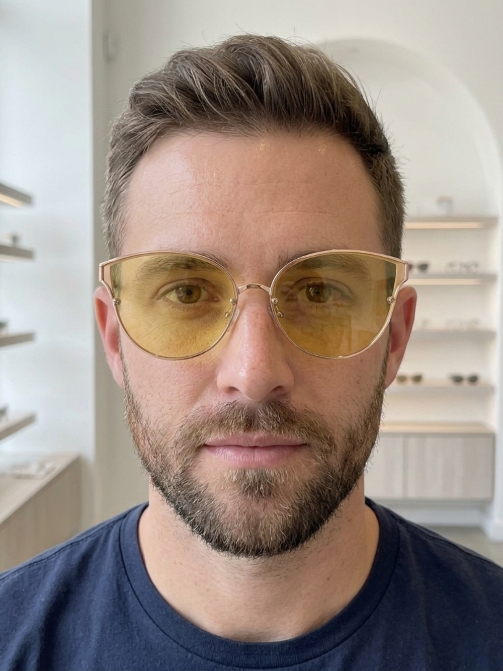 Yellow Lens Gold Frame Sunglasses